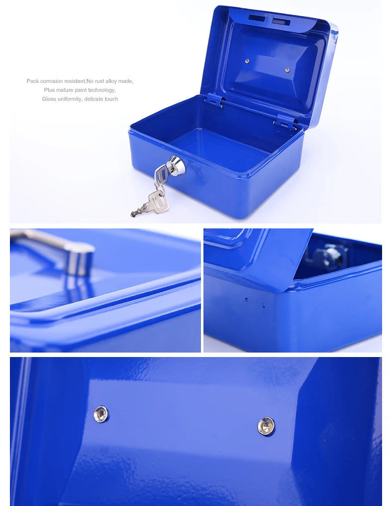 2025 Stainless Steel Petty Cash Money Box with Key Lock – Small Lockable Safe for Home Security & Decoration