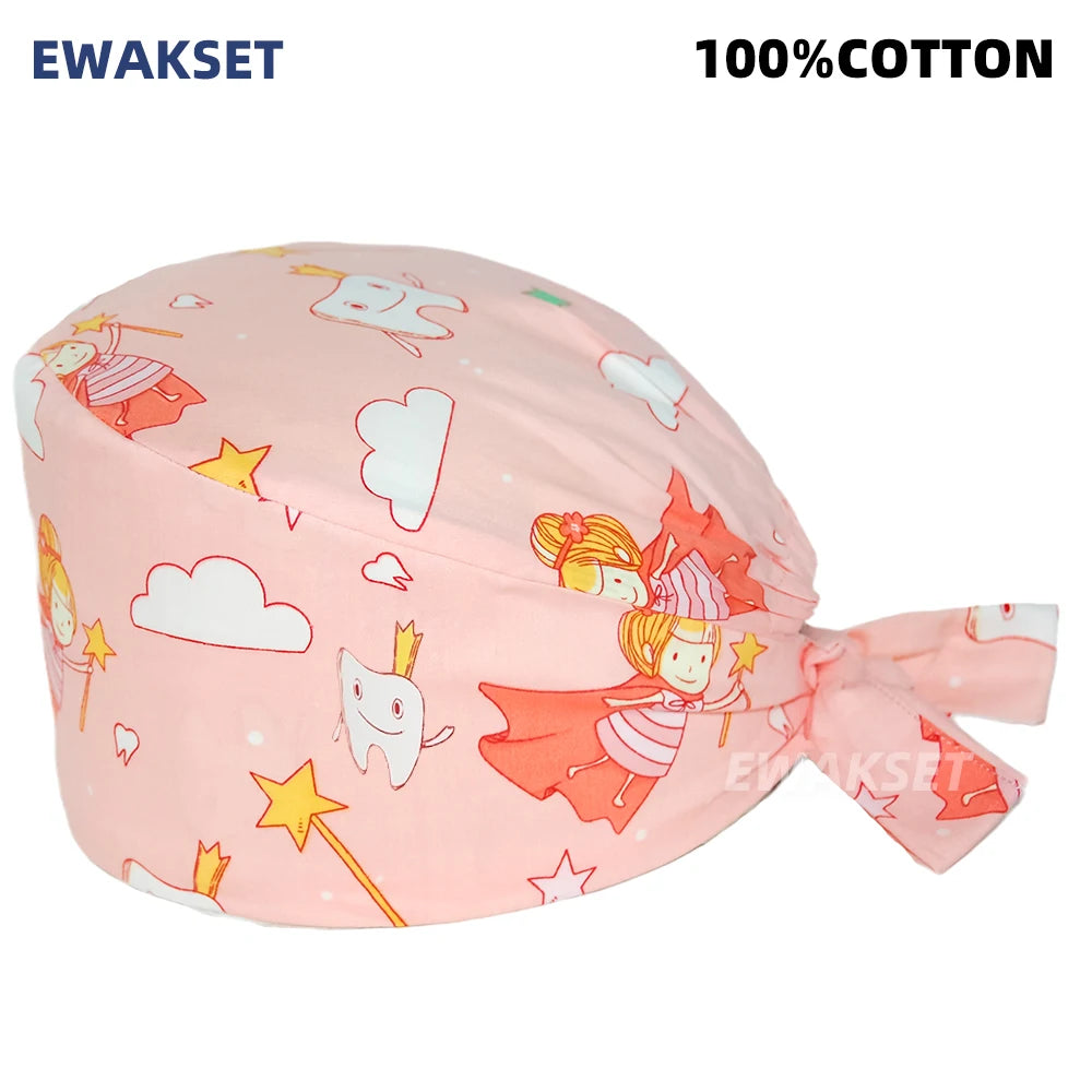 Unisex Soft Scrub Cap – Cartoon Print Surgical Hat for Men and Women, Operating Room Nursing Accessories
