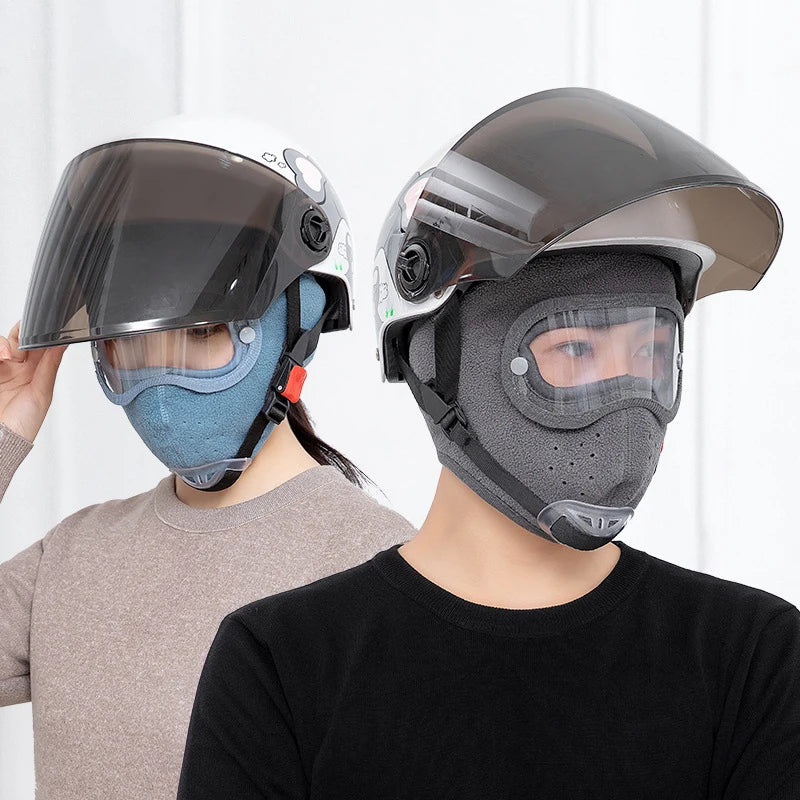 Windproof Winter Cap with Face Mask and HD Goggles: Fleece Shield for Skiing, Cycling, and Outdoor Activities