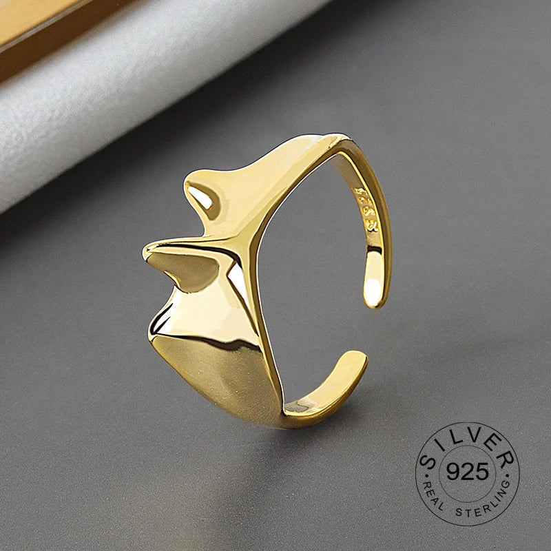 925 Sterling Silver Women’s Open Wave Ring – Irregular Wide Noodle Design Gift