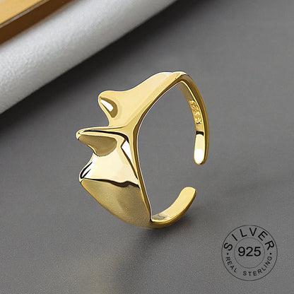 925 Sterling Silver Women’s Open Wave Ring – Irregular Wide Noodle Design Gift