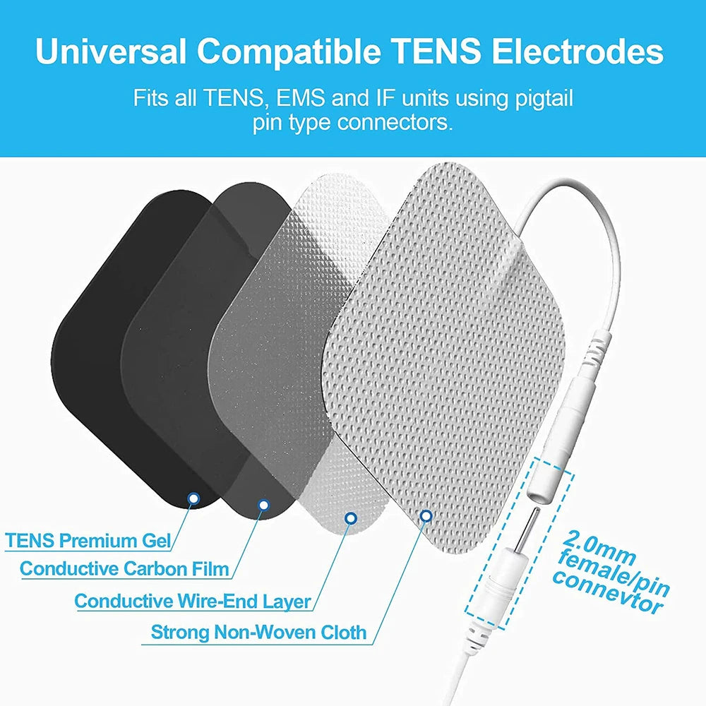 Therapeutic TENS Electrode Pads with Conductive Gel - Muscle Stimulator Massage Patches for Physiotherapy Relief & Pressure Pulse Therapy