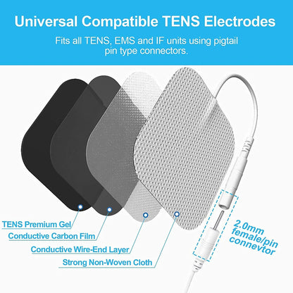 Therapeutic TENS Electrode Pads with Conductive Gel - Muscle Stimulator Massage Patches for Physiotherapy Relief & Pressure Pulse Therapy