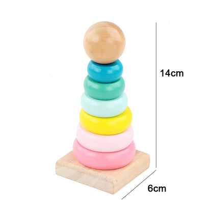 Hot Kids Montessori Wooden Toys – Macaron Blocks Learning Set, Baby Music Rattles & Colorful Educational Blocks