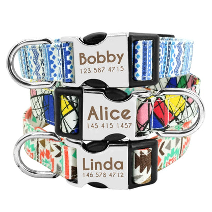 Adjustable Nylon Dog & Cat Collar – Personalized ID Collar with Engraved Name Buckle, Anti-Lost for Small, Medium & Large Pets
