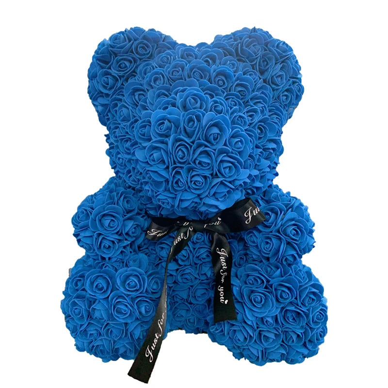 2024 40cm Rose Bear – Heart-Shaped Artificial Flower Teddy Bear for Valentine’s, Wedding, Birthday & Christmas Gifts