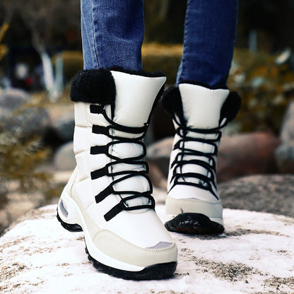 Women’s Winter Snow Boots – High-Quality Warm Lace-Up Ankle Boots, Waterproof Comfortable Outdoor Hiking Shoes, Size 36-42
