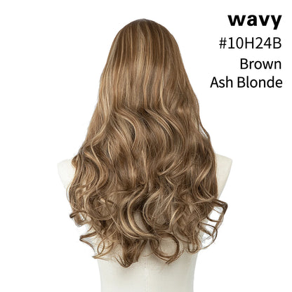 Synthetic U-Part Clip-in Hair Extensions – Long, Straight, Thick Blonde Hairpieces (16, 20, 24 Inch)