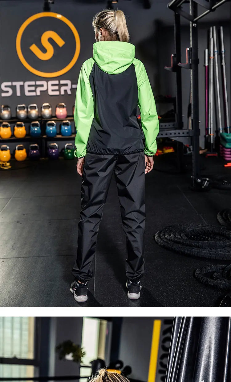 Unisex Sauna Suit — Women's & Men's Gym Clothing Set with Pullover Hoodie for Running, Fitness, Weight Loss & Sweating