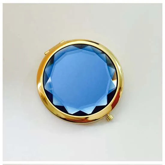 Luxury Crystal Folding Makeup Mirror - Portable Round Gold & Silver Pocket Compact Mirror, Personalized Beauty Gift