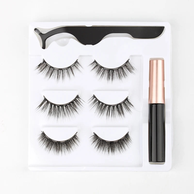 2/3/4 Pairs Magnetic Eyelashes Set - Waterproof Liquid Eyeliner, Tweezer, Dramatic 3D Mink Lashes for Makeup