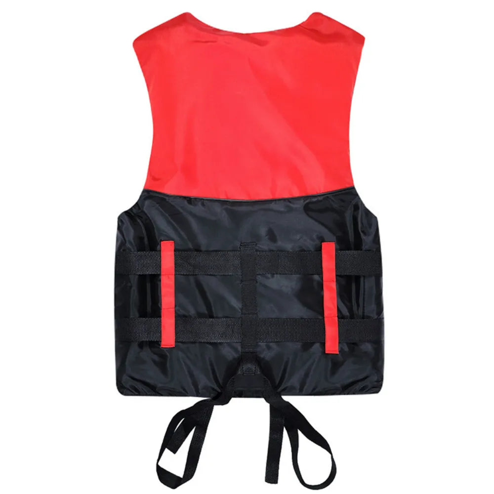 S-XXXL Swimming & Boating Life Jacket - Polyester Skiing Vest, Survival Suit for Adults & Children with Whistle, Outdoor Safety Gear