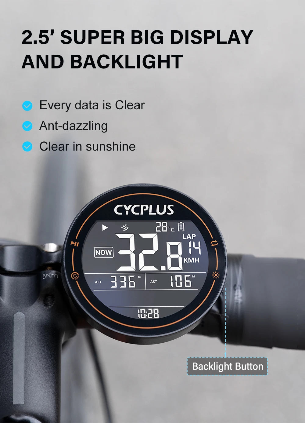 CYCPLUS M2 Wireless Bicycle Computer – ANT+ & Bluetooth GPS Speedometer, Waterproof Bike Cyclocomputer Accessories