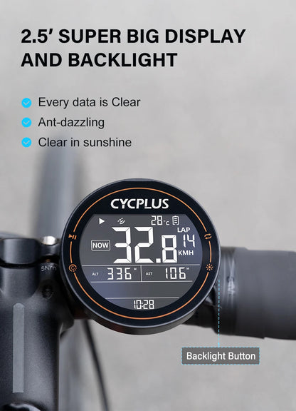 CYCPLUS M2 Wireless Bicycle Computer – ANT+ & Bluetooth GPS Speedometer, Waterproof Bike Cyclocomputer Accessories