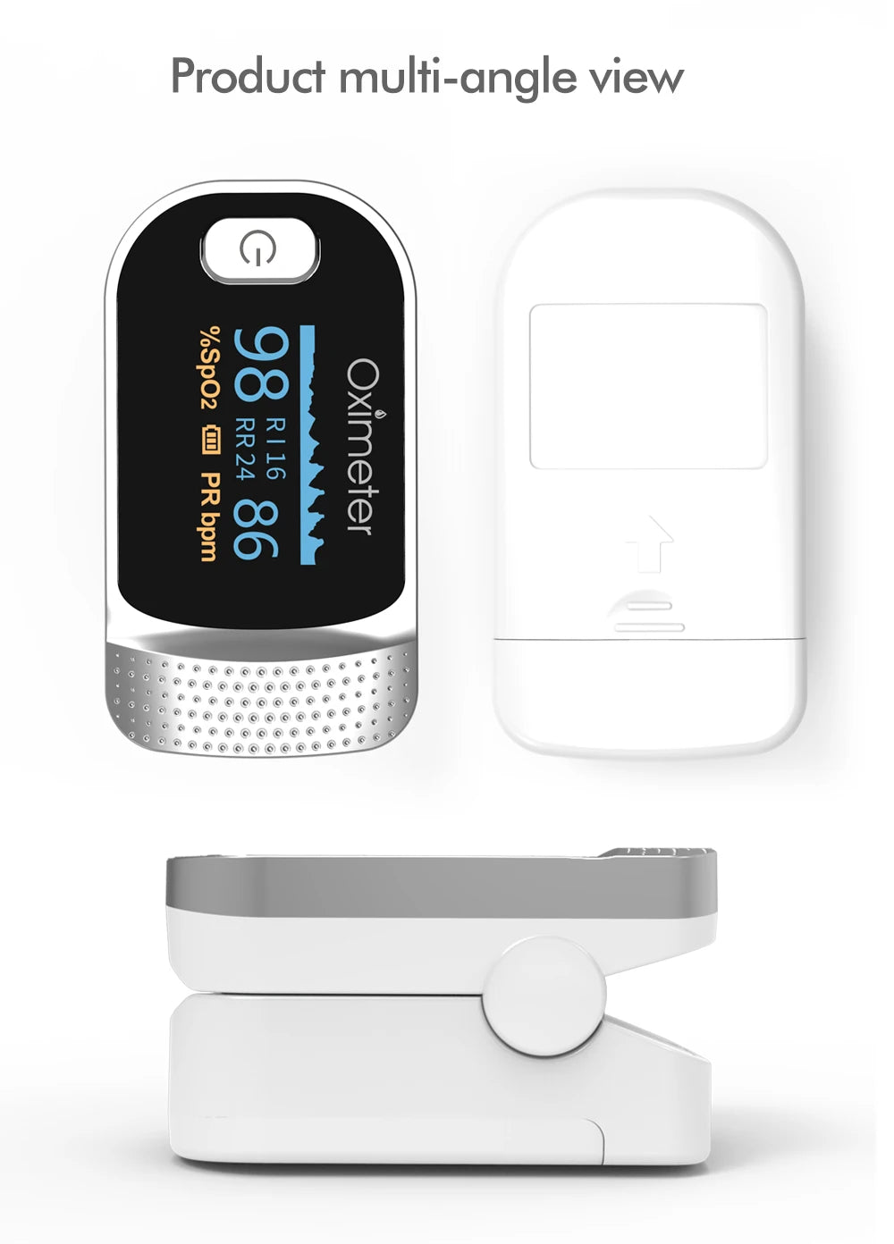 KIUZOU Finger Pulse Oximeter – SPO2, PR, PI, RR Blood Oxygen Saturation and Heart Rate Monitor with OLED Display