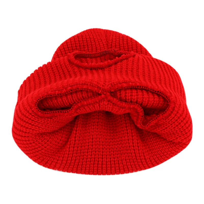Motorcycle Windproof Full Face Knit Hat - Custom Ski Mask for Men, Warm Wool Balaclava with 3 Holes, Embroidered Winter Ski Mask