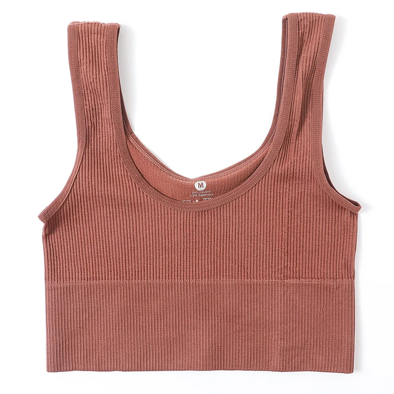 Women’s Seamless Ribbed Tank Top - High-Elastic Sleeveless Crop Camisole, O-Neck Everyday Sportswear M-XL