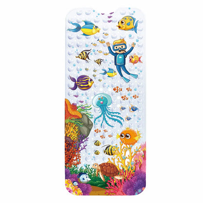 Large Cartoon PVC Bath Mat – Anti-Slip Shower & Bathtub Mat with Suction Cups, Soft Massage Pad for Kids & Elderly