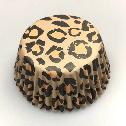 100PCS Animal Print & Pink Heart Cupcake Liners – Zebra, Leopard & Cow Pattern Muffin Baking Cups for Weddings & Parties