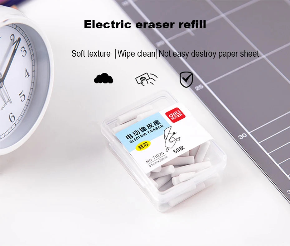 Deli Electric Eraser with Refills – 2.5/5mm Kawaii Kneaded Erasers for Pencils, Office, School & Art Supplies