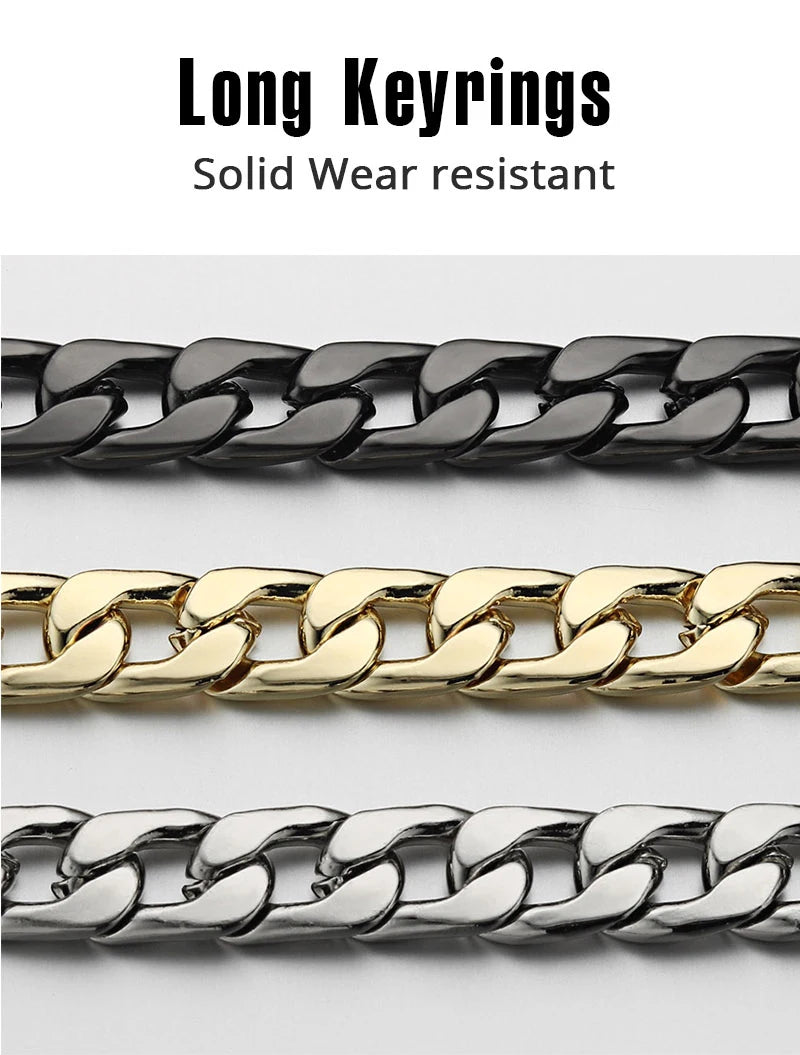 40cm Metal Key Chains – Wallet & Belt Chain for Hipster Pants, Hip Hop, Rock, Punk Street Style, Anti-Lost Keyring for Men (K404)