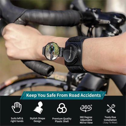WEST BIKING Cycling Rearview Mirror, 360-Degree Rotating HD Convex Wrist Mirror for Bike Safety and Bicycle Accessories