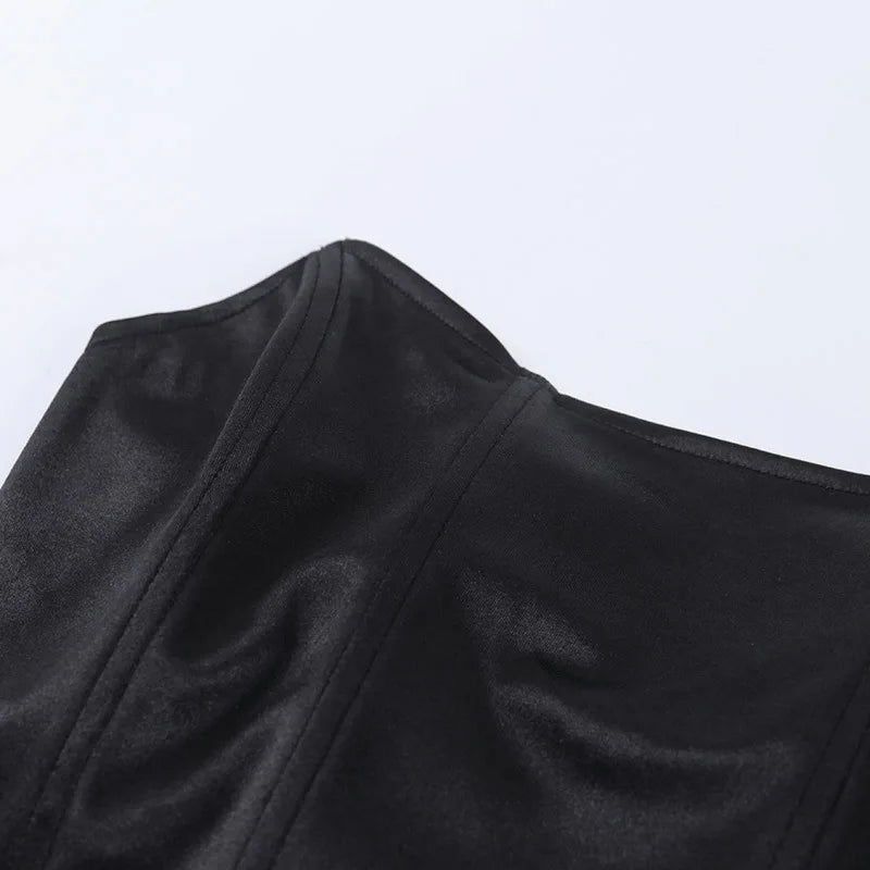 Sleeveless Off-Shoulder Velvet Corset Crop Top – Sexy Backless Bustier Vest for Women, Solid Color