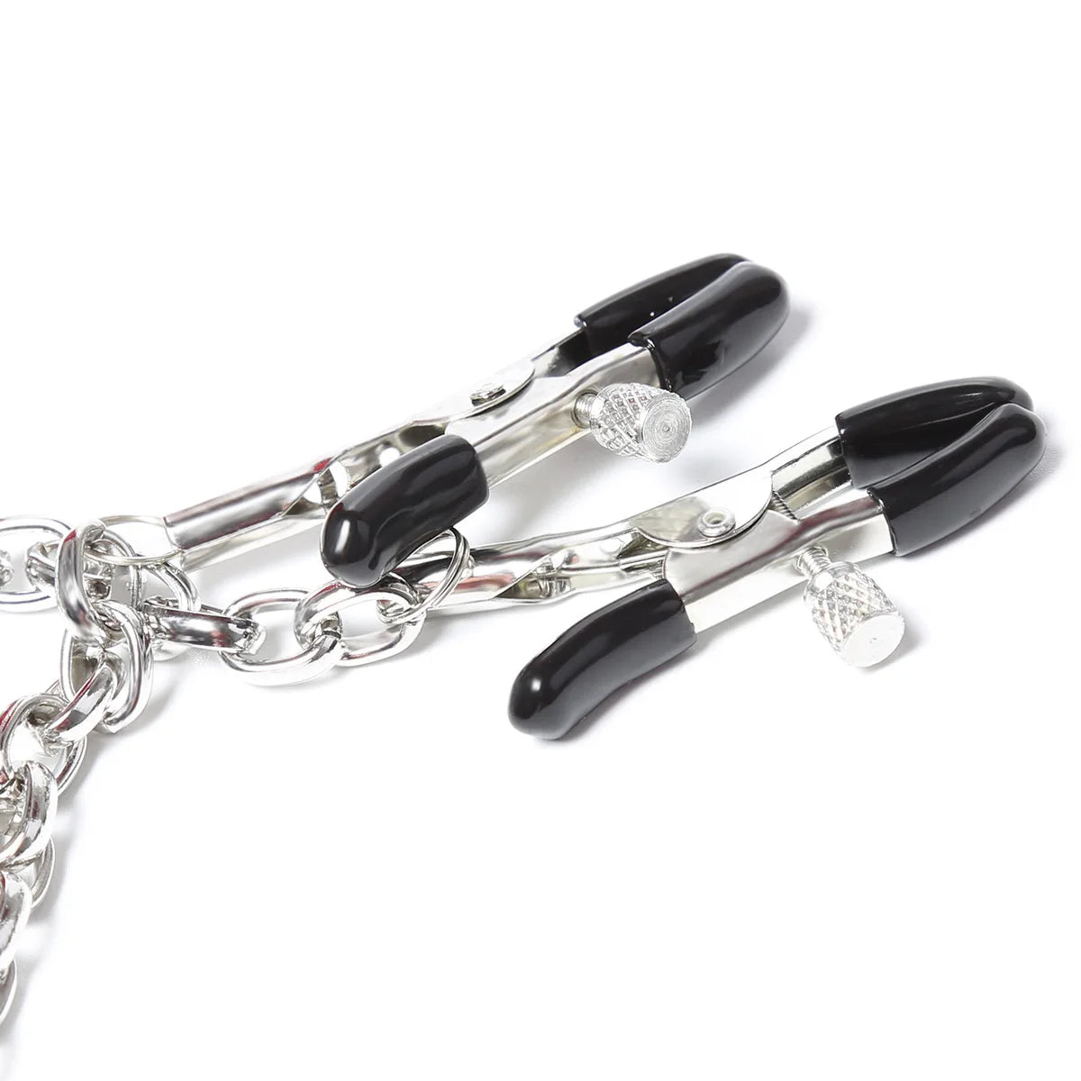 Metal Nipple Clamps with Chain - Adjustable Adult Fetish Jewelry for BDSM and Sensory Play