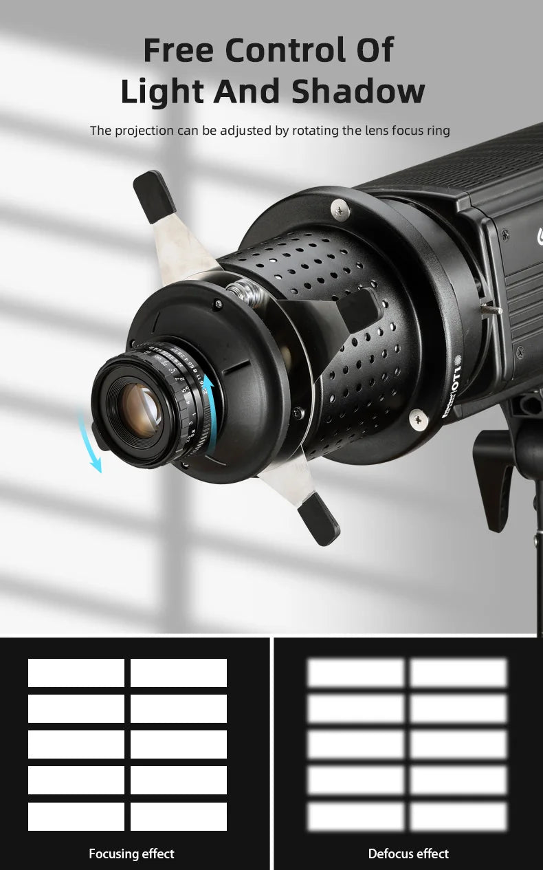 Soonpho OT1 PRO Bowens Mount Optical Snoot – 50mm/85mm/150mm Lenses for Graphic Art Effects, Godox Lighting Flash