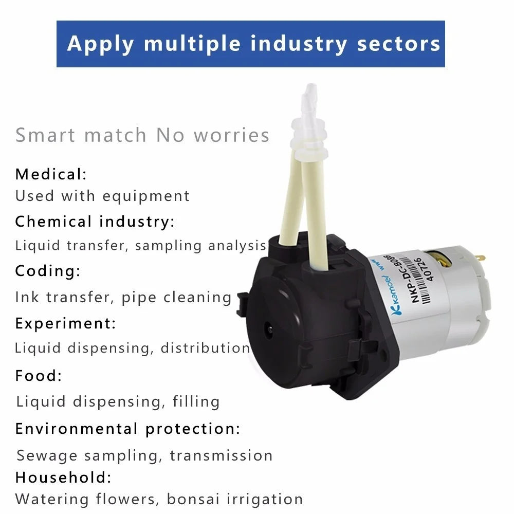 Kamoer DC 12V/24V Dosing Pump - Peristaltic Pump with Connector for Arduino, Aquarium, Lab & DIY Liquid Applications