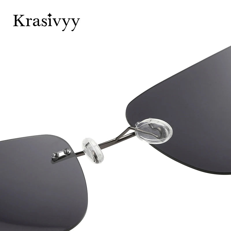Krasivyy Rimless Square Polarized Sunglasses – Ultralight Pure Titanium, Brand Design for Men, Driving Sun Glasses, Oculos De Sol