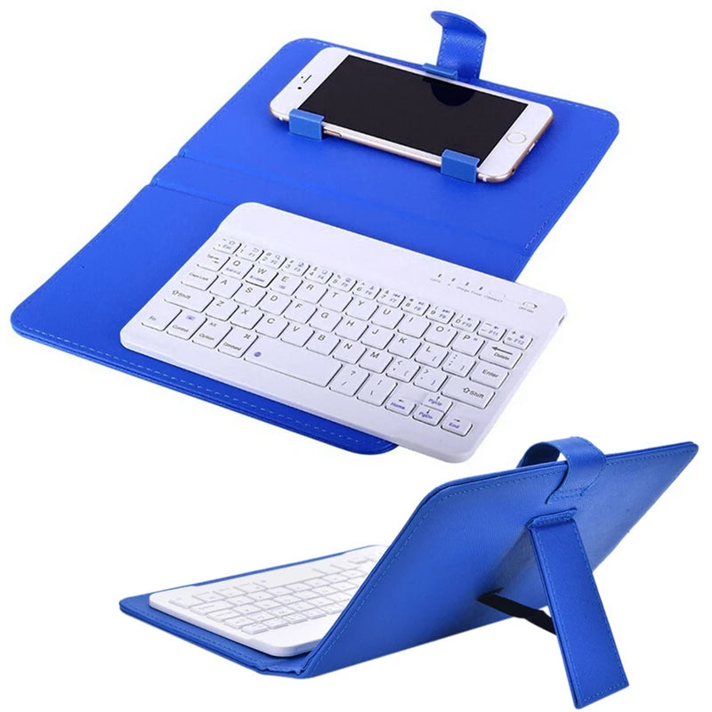 Mini Wireless Bluetooth Keyboard for iPhone, Huawei, Xiaomi, Tablets - Portable Mobile Phone Gaming Keyboard with PU Case Support