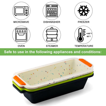 FAIS DU Rectangular Silicone Bread Pan — Non-Stick Toast & Cake Mold, Long Square Bakeware Tray