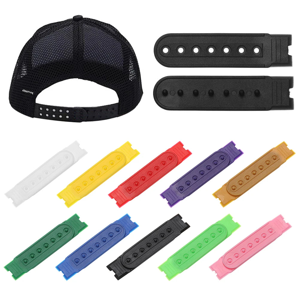 5-Set Snapback Strap Replacement - 7-Hole Adjustable Hat Repair Buckle for Baseball Caps