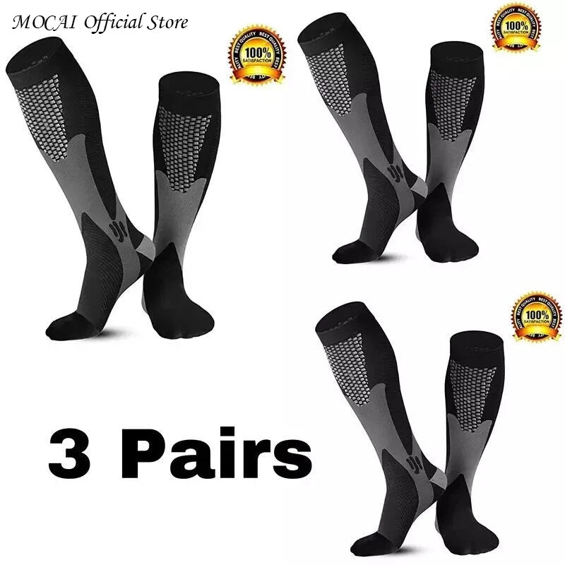 Men's Compression Sports Socks - Running, Cycling, Nursing, Varicose Veins Support, Outdoor Hiking Socks