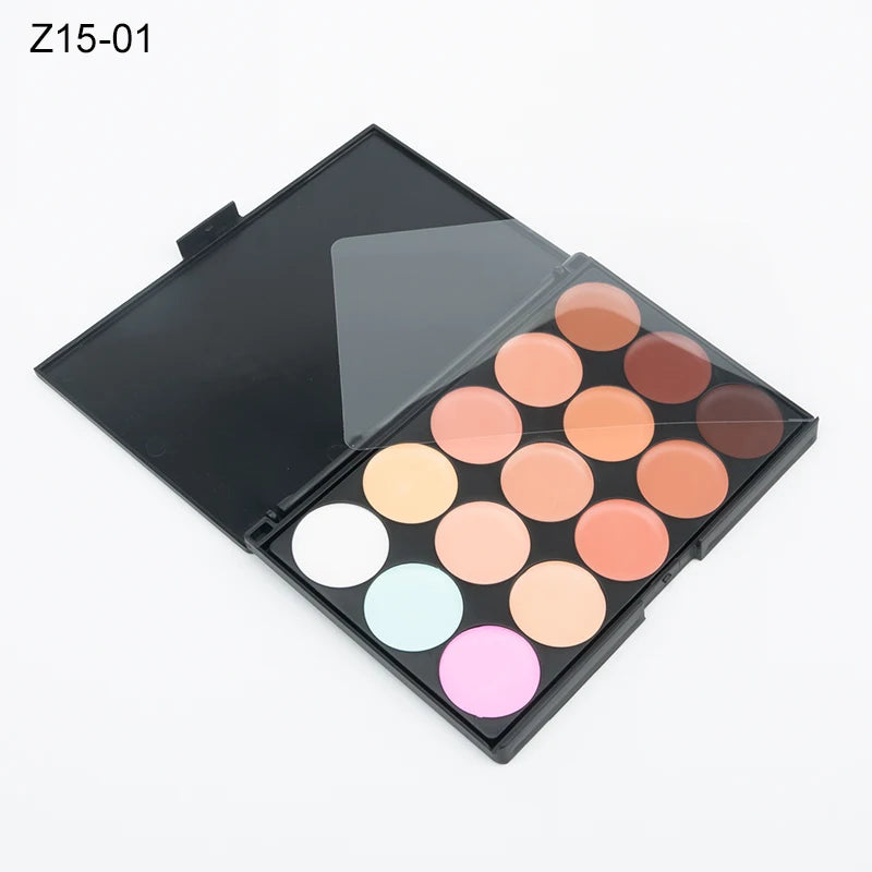 15-Color Professional Concealer & Contour Palette – Full Coverage Camouflage Cream Foundation Makeup Kit