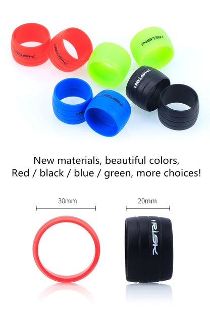 2pcs RISK Bicycle Handlebar Strap Tape – Silicone Anti-Slip Rubber Rings for Bike Grip Fixing