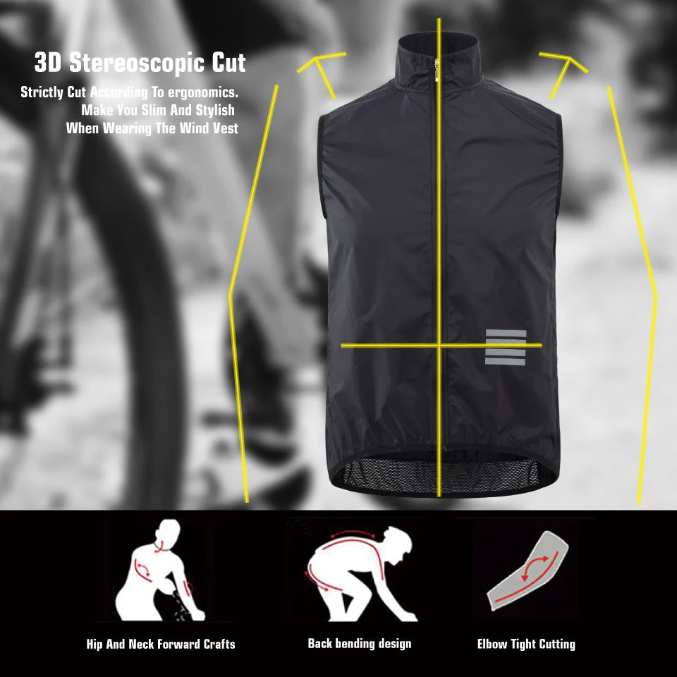 KEMALOCE 2023 Cycling Vest - Navy Blue Windproof Sleeveless Bicycle Gilet, Lightweight MTB Sports Wind Vest for Men