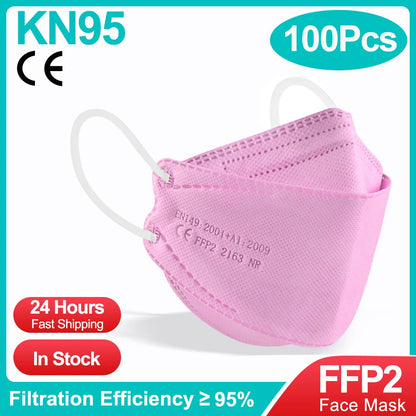 Colored FFP2 KN95 Face Masks – 4-Layer Protective Mascarillas, Certified N95/FFP2 Safety Mask