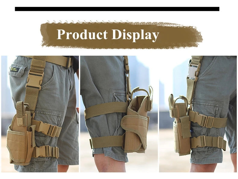 Universal Drop Leg Gun Holster - Right-Handed Tactical Thigh Pistol Bag & Pouch for All Handguns