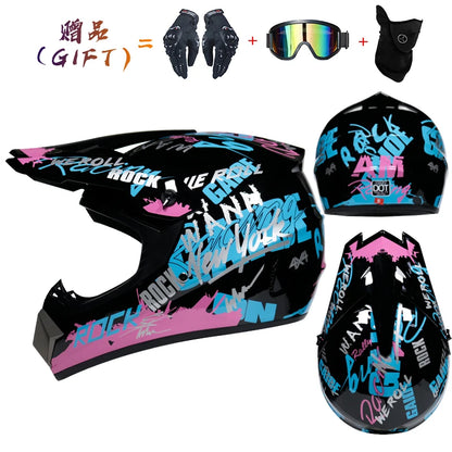 Safety Motocross Helmet for Kids - DOT Approved ATV Cross Bicycle Downhill Capacete, Unisex, Lightweight ABS 1KG