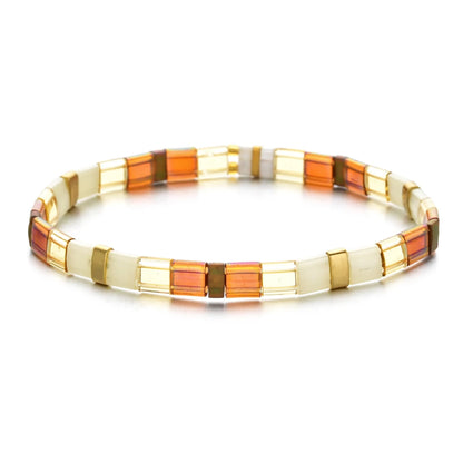 ZMZY Stone Tila Beads Elastic Bracelet for Women – 2025 Fashion Colorful Rainbow Miyuki Tile Bead Jewelry Gift Bracelet