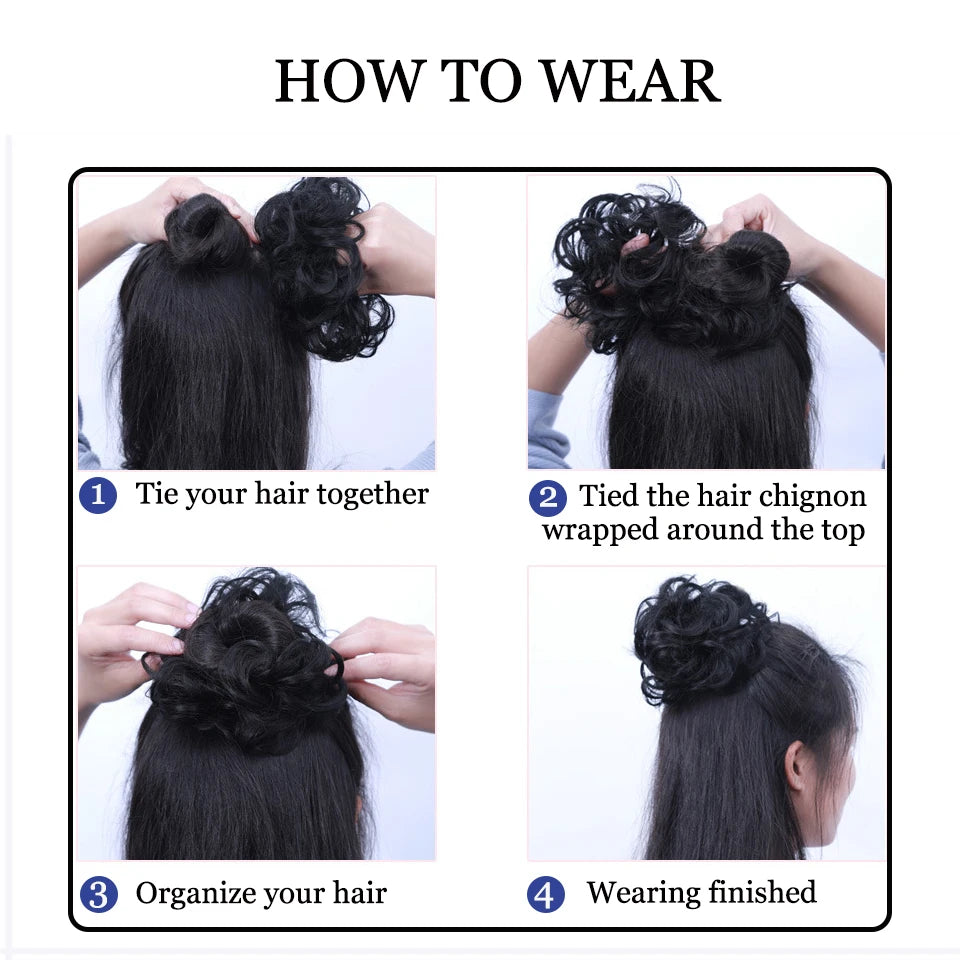 MEIFAN Synthetic Chignon Hair Bun – Elastic Rubber Band Clip-In Updo Ponytail Hair Extension for Women