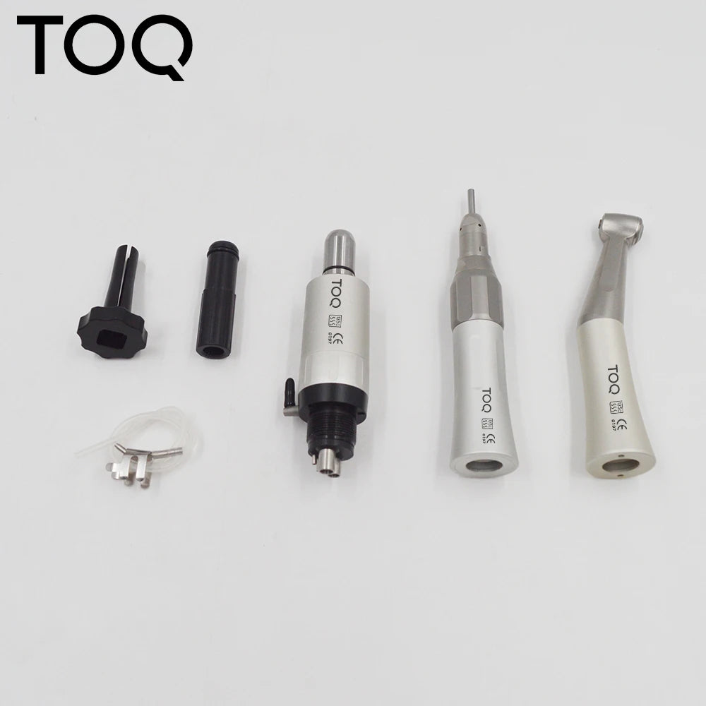 Dental Low Speed Handpiece Kit – Mini Air Motor with 4-Hole Contra Angle & Straight Handpiece for Dentists