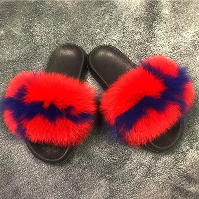 Girls’ Luxury Fluffy Fur Slippers – Warm Plush Indoor Flip Flop Slides for Women, New Arrival
