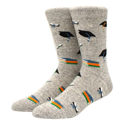Men's Colorful Combed Cotton Jacquard Crew Socks - Striped Business Casual Dress Socks