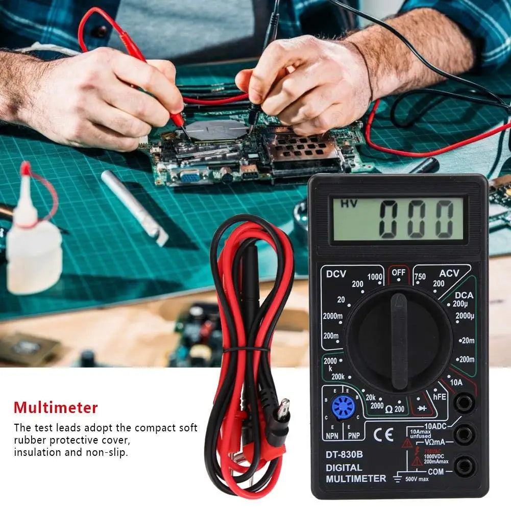 DT830B Digital Multimeter - LCD AC/DC Voltmeter Ammeter Ohm Tester 750/1000V