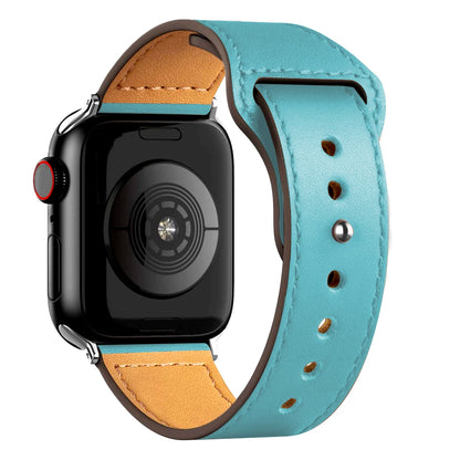 Leather Band for Apple Watch Ultra 2 – Compatible 49mm/45mm/44mm/41mm/40mm/38mm, Wrist Bracelet Strap for iWatch Series 3–9, SE, 4, 5, 6, 7, 8 & 9