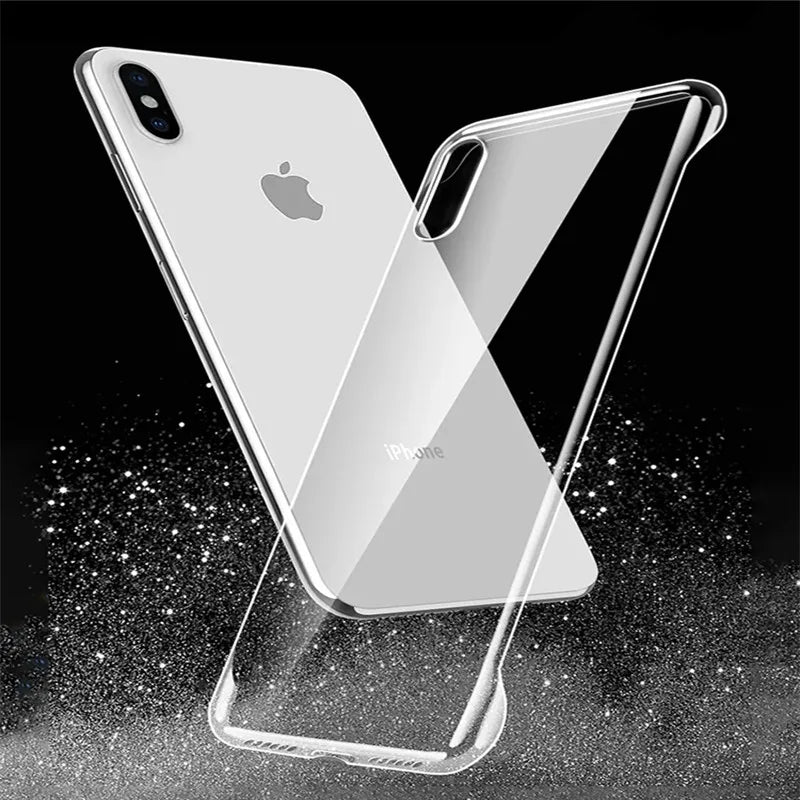 Transparent Borderless Anti-Drop PC Hard Shell Case for iPhone 16/15/14/13/12/11 Pro Max, XR, XS, Mini, SE, 7, 8 Plus