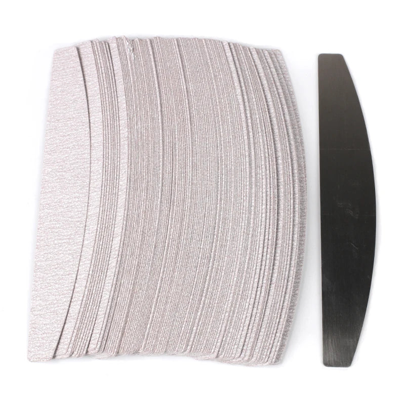 100Pcs Replacement Sandpaper Nail Files - Metal Handle, Removable Buffer, 100/180 Grit Double-Sided Manicure Art Files